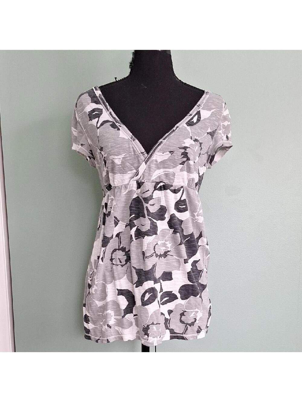 Y2k Aeropostale Babydoll Gray And Black Top Size Large